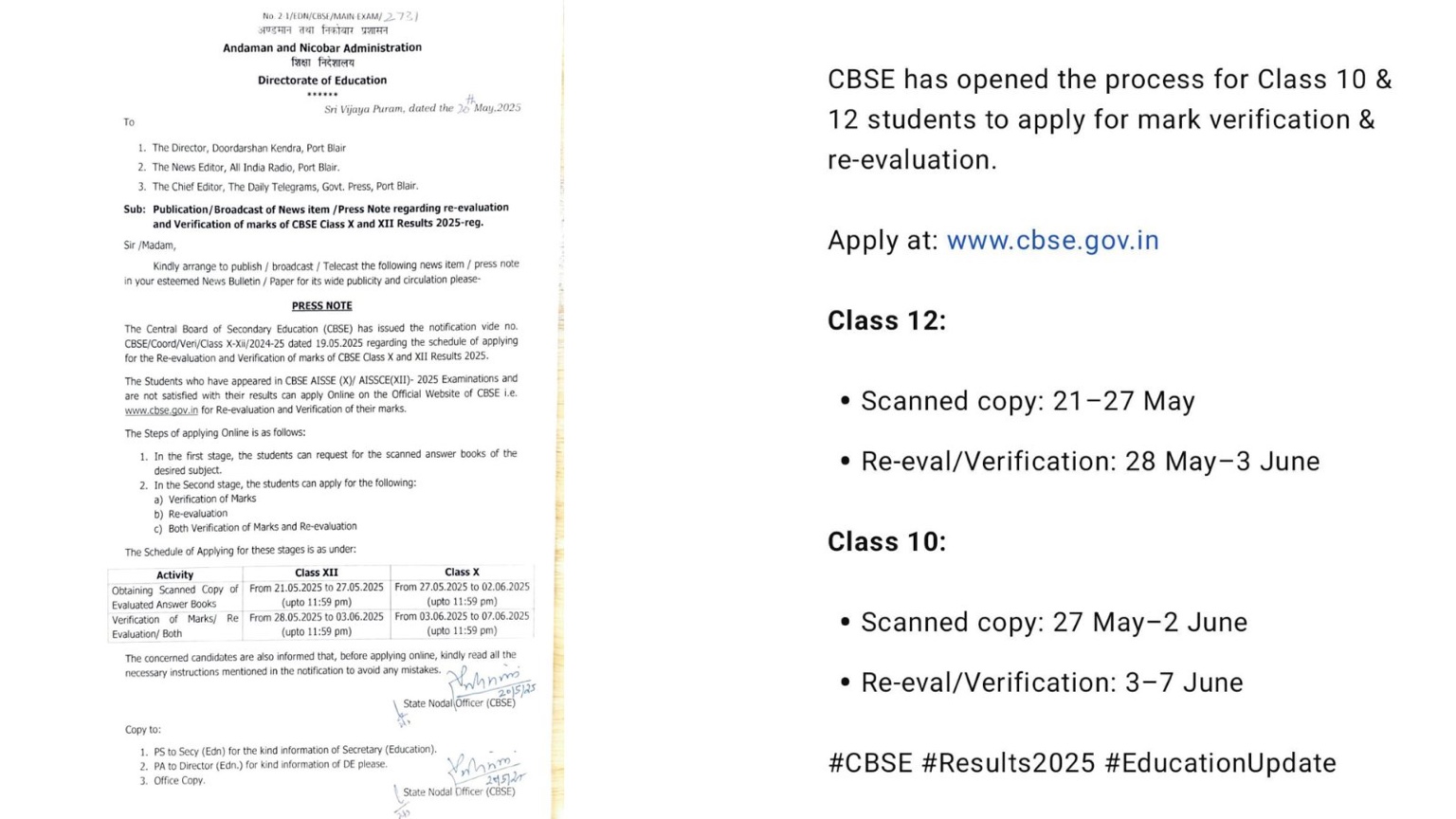 CBSE Mark Check and Revaluation Process for Class 10th and 12th Begins – 2025